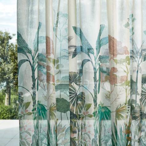 Harlequin Sheers 1 Floreana Sheer Fabric - Bleached Coral/Succulent - HCOL133960