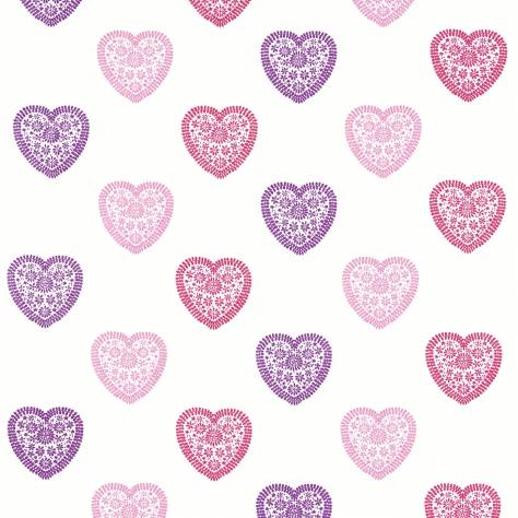 Harlequin All About Me Fabrics & Wallpapers Sweet Hearts Fabric - Pink/Purple - HKID130755 - Image 1