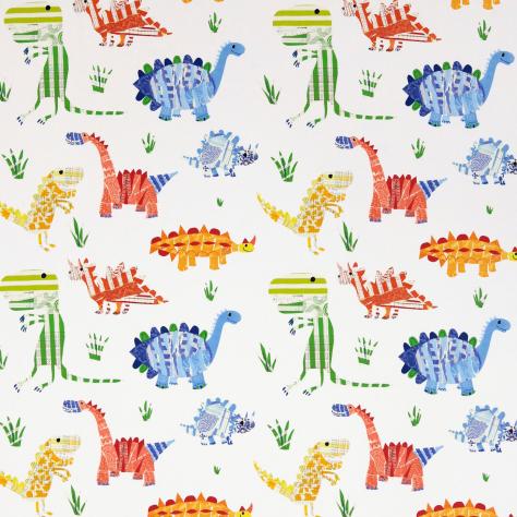 Harlequin What a Hoot Fabrics & Wallpapers Jolly Jurassic Fabric - Aqua/Tangerine/Apple/Natural - HWO03229 - Image 1
