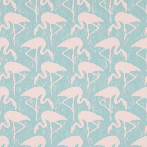 Sanderson Vintage Wallpapers 2 Flamingos Wallpaper - Turquoise/Pink - DVIN214569