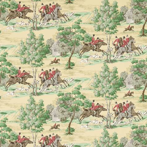 Sanderson Vintage Wallpapers 2 Tally Ho Wallpaper - Evergreen/Crimson - DVIN214598