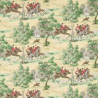 Tally Ho Wallpaper - Evergreen/Crimson