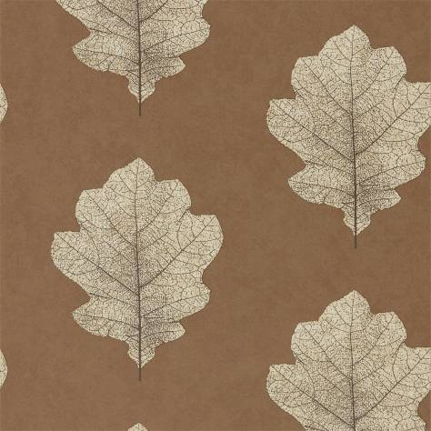 Sanderson Woodland Walk Wallpapers Oak Filigree Wallpaper - Copper/Graphite - DWOW215701