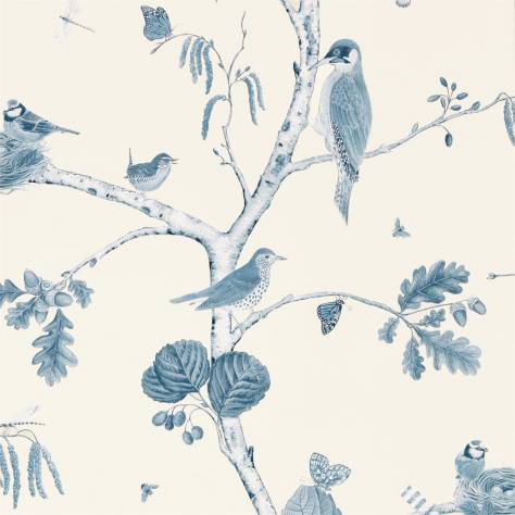 Sanderson Woodland Walk Wallpapers Woodland Chorus Wallpaper - Indigo/Ecru - DWOW215705