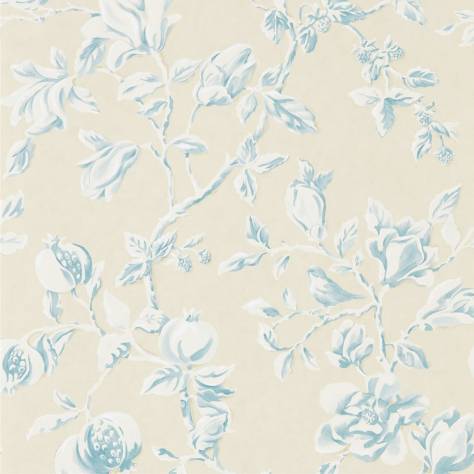 Sanderson Woodland Walk Wallpapers Magnolia & Pomegranate Wallpaper - Parchment/Sky Blue - DWOW215725