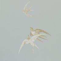 Swallows Wallpaper - Silver