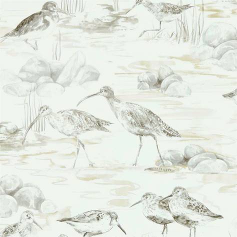 Sanderson Embleton Bay Wallpapers Estuary Birds Wallpaper - Chalk/Sepia - DEBB216493