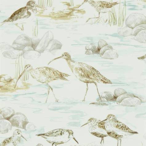 Sanderson Embleton Bay Wallpapers Estuary Birds Wallpaper - Mist/Ivory - DEBB216494