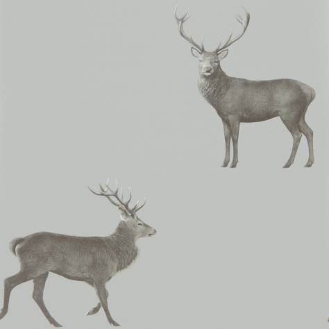 Sanderson Elysian Wallpapers Evesham Deer Wallpaper - Silver Grey - DYSI216619