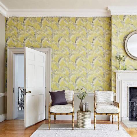 Sanderson Glasshouse Wallpapers Palm House Wallpaper - Chartreuse / Grey - DGLW216642