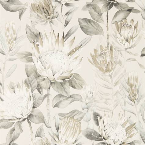 Sanderson Glasshouse Wallpapers King Protea Wallpaper - Linen / Mica - DGLW216647