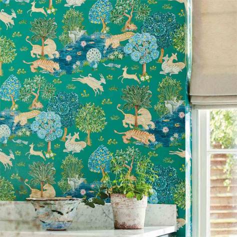 Sanderson Caspian Wallpapers Andhara Wallpaper - Sea Glass / Lemon - DCPW216793