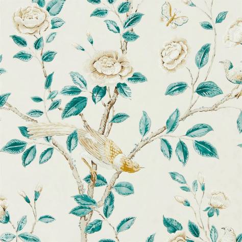 Sanderson Caspian Wallpapers Andhara Wallpaper - Teal / Cream - DCPW216794