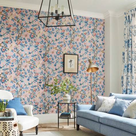 Sanderson One Sixty Wallpapers Caverley Wallpaper - Rose/French Blue - DOSW217035