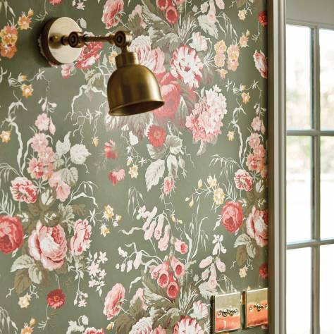 Sanderson One Sixty Wallpapers Stapleton Park Wallpaper - Olive/Bengal Red - DOSW217046