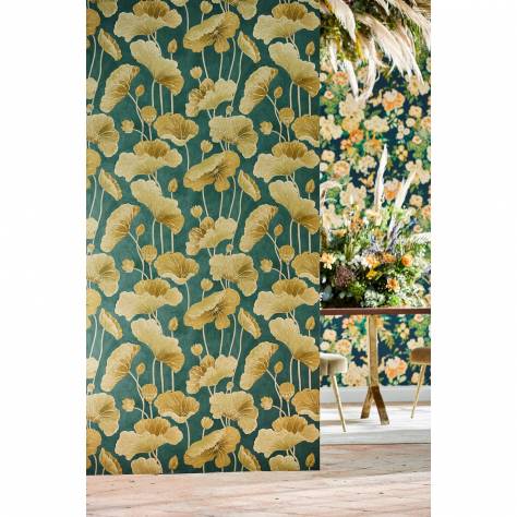 Sanderson Water Garden Wallpapers Penjing Wallpaper - Ink Black/Gold - DWAW217109