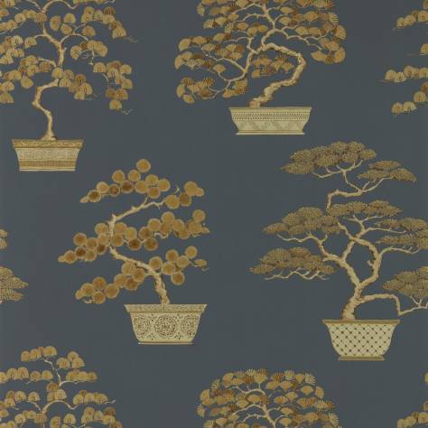 Sanderson Water Garden Wallpapers Penjing Wallpaper - Ink Black/Gold - DWAW217109