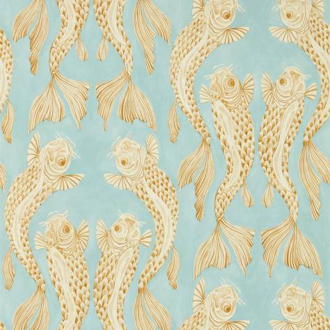 Sanderson Water Garden Wallpapers Voyaging Koi Wallpaper - Clear Sky/Persimmon - DWAW217115