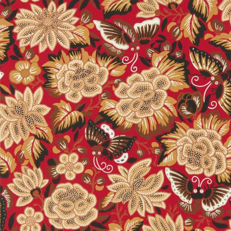 Sanderson Water Garden Wallpapers Amara Butterfly Wallpaper - Cinnabar/Ink Black - DWAW217116