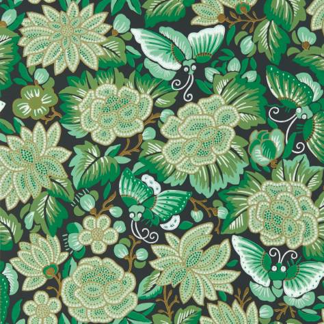 Sanderson Water Garden Wallpapers Amara Butterfly Wallpaper - Emerald/Ink Black - DWAW217117