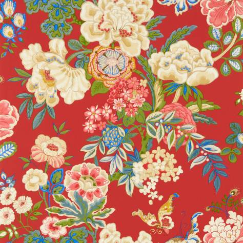 Sanderson Water Garden Wallpapers Emperor Peony Wallpaper - Cinnabar Red - DWAW217119