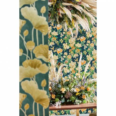 Sanderson Water Garden Wallpapers Emperor Peony Wallpaper - Jade/Apricot - DWAW217122
