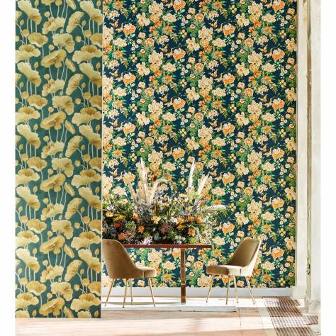 Sanderson Water Garden Wallpapers Lotus Leaf Wallpaper - Oriantal Green/Olive - DWAW217126
