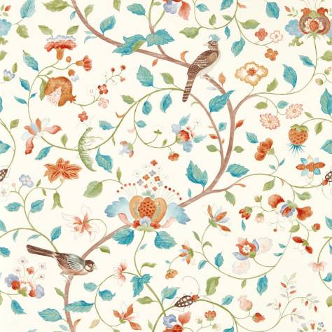 Sanderson Arboretum Wallpapers Arils Garden Wallpaper - Teal/Russet - DABW217235