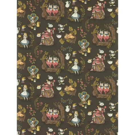 Sanderson Disney Home x Sanderson Wallpapers Alice in Wonderland Wallpaper - Chocolate - DDIW217288