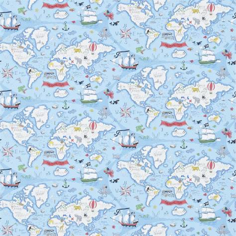 Sanderson Abracazoo Fabrics & Wallpapers Treasure Map Wallpaper - Sea Blue - DLIT214038