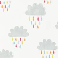 April Showers Wallpaper - Citrus/Lagoon/Poppy
