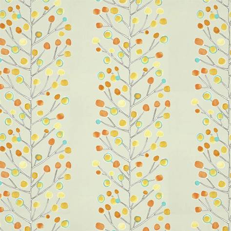 Scion Esala Wallpapers Berry Tree Wallpaper - Neutral / Tangerine / Powder Blue / Lemon - NESW112267