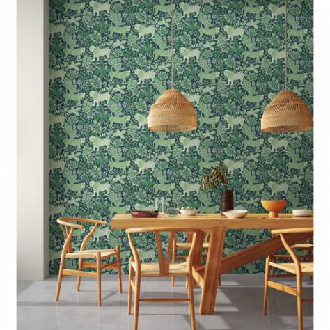 Scion Garden of Eden Wallpapers Rumble In The Jungle Wallpaper - Midnight/Mint Leaf - NART112806