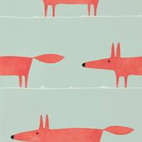 Mr Fox Wallpaper - Sage/Poppy