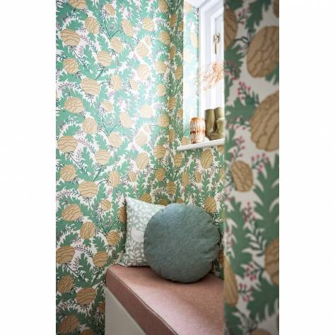 Scion Garden of Eden Wallpapers Celicia Wallpaper - Sage/Buttercream - NART112796