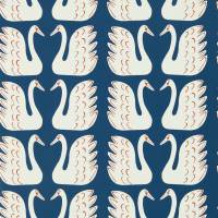 Swim Swam Swan Wallpaper - Denim