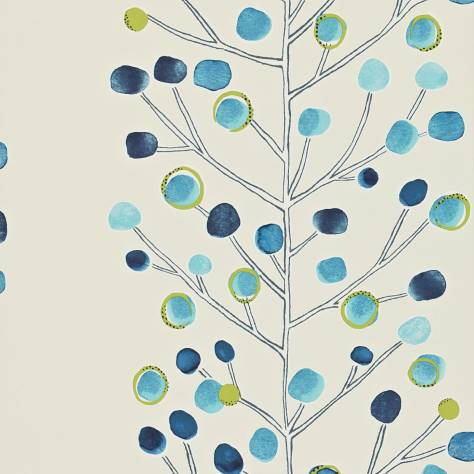 Scion Melinki Wallpapers Berry Tree Wallpaper - Peacock/Powder Blue/Lime/Neutral - NMEL110205
