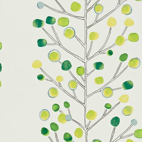 Scion Melinki Wallpapers Berry Tree Wallpaper - Emerald/Lime/Chalk - NMEL110206