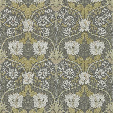 William Morris & Co Archive III Wallpapers Honeysuckle & Tulip Wallpaper - Charcoal/Gold - DM3W214701