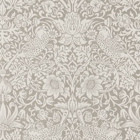 William Morris & Co Pure Morris Wallpapers Pure Strawberry Thief Wallpaper - Silver/Stone (Beaded) - DMPU216017