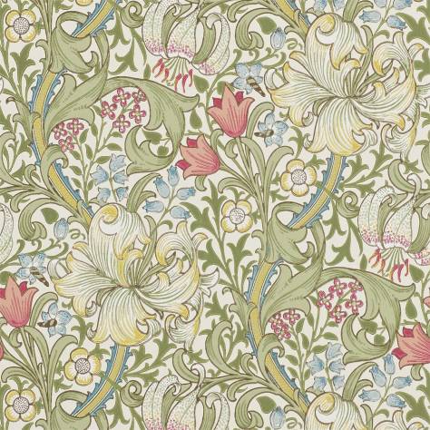 William Morris & Co Archive Wallpapers Golden Lily Wallpaper - Green/Red - DM6P210398