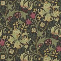 Golden Lily Wallpaper - Charcoal/Olive