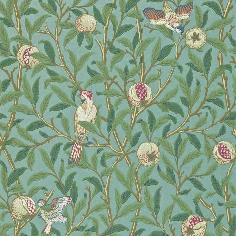 William Morris & Co The Craftsman Wallpapers Bird & Pomegranate Wallpaper - Turquoise / Coral - DMCR216453