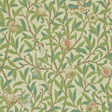 William Morris & Co The Craftsman Wallpapers Bird & Pomegranate Wallpaper - Bayleaf / Cream - DMCR216455