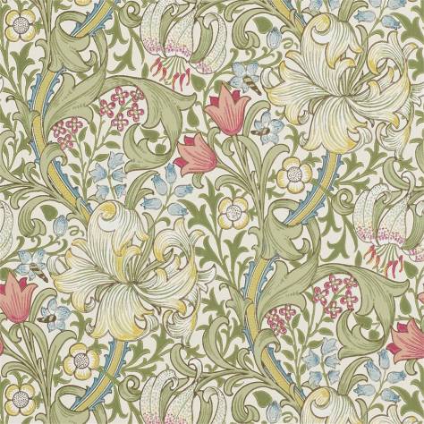 William Morris & Co The Craftsman Wallpapers Golden Lily Wallpaper - Green / Red - DMCR216460