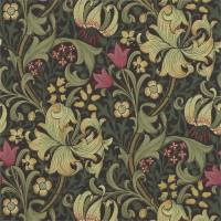 Golden Lily Wallpaper - Charcoal / Olive