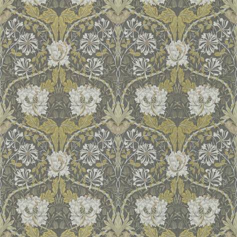 William Morris & Co The Craftsman Wallpapers Honeysuckle & Tulip Wallpaper - Charcoal / Gold - DMCR216465