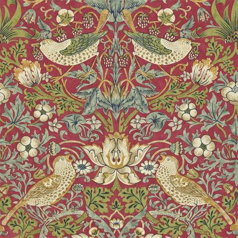 William Morris & Co The Craftsman Wallpapers Strawberry Thief Wallpaper - Crimson / Slate - DMCR216475