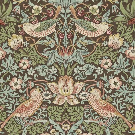 William Morris & Co The Craftsman Wallpapers Strawberry Thief Wallpaper - Chocolate / Slate - DMCR216477