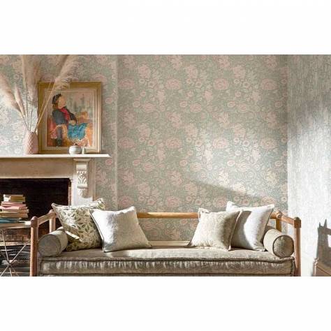 William Morris & Co Archive V Melsetter Wallpapers Double Bough Wallpaper - Teal Rose - DMSW216680